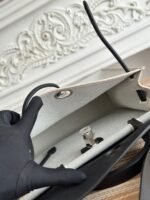 zip cabine 31 bag in pale gray canvas and black calfskin