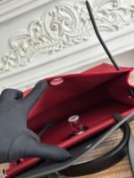 zip cabine 31 bag in ruby red canvas and black calfskin