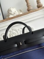 zip cabine 31 bag in navy blue canvas and black calfskin