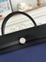 zip cabine 31 bag in navy blue canvas and black calfskin