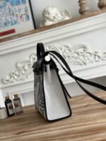 zip cabine 31 bag in white canvas and black calfskin