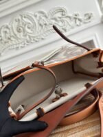 herbag zip 31 laquered bag in off white mix brown h plume canvas and brown cowhide