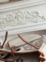 herbag zip 31 laquered bag in off white mix brown h plume canvas and brown cowhide