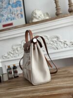bolso herbag zip 31 retourne bag in off white mix brown h viking canvas and cowhide