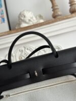 herbag zip 31 laquered bag in off white mix black h plume canvas