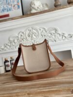 mini neo 17 evelyne bag in beige canvas and bronze brown calfskin