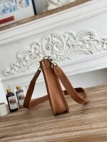 mini neo 17 evelyne bag in beige canvas and bronze brown calfskin