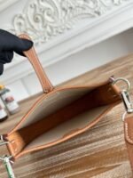 mini neo 17 evelyne bag in beige canvas and bronze brown calfskin