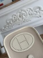 mini neo 17 evelyne bag in oyster tan canvas and white calfskin