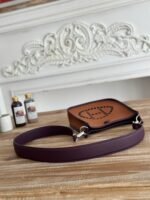 mini neo 17 evelyne bag in bronze brown canvas and plum purple calfskin