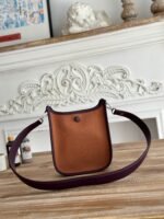 mini neo 17 evelyne bag in bronze brown canvas and plum purple calfskin