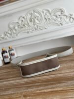 mini neo 17 evelyne bag in wenge brown canvas and white calfskin