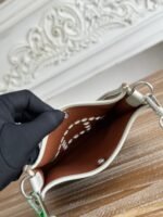 mini neo 17 evelyne bag in wenge brown canvas and white calfskin