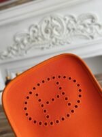 mini neo 17 evelyne bag in fire orange canvas and calfskin