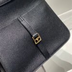 halzan 25 handle bag in black grained calfskin hard hardware
