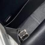 halzan 25 handle bag in black grained calfskin silver hardware