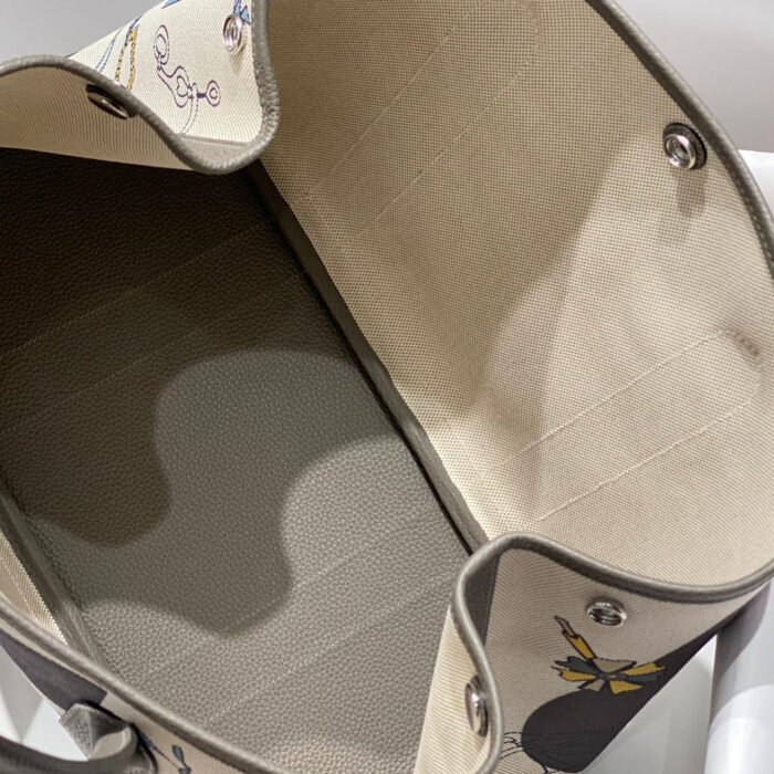 garden party 36 in ivory yellow blue toile h canvas etoupe calfskin equestrian harness print