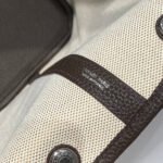 garden party 36 in multicolor toile h canvas dark brown calfskin abstract graphic print