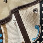 garden party 36 in multicolor toile h canvas dark brown calfskin abstract graphic print