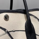 garden party 36 in beige and black toile h canvas black calfskin horse tack sketch print