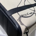 garden party 36 in beige and black toile h canvas black calfskin horse tack sketch print