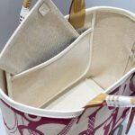 steeple 28 bag in off white mix persian plum red canvas and brown swift leather