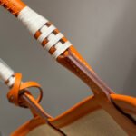 steeple 28 bag in off white mix light orange canvas and calfskin