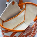 steeple 28 bag in off white mix light orange canvas and calfskin