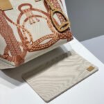 steeple 28 bag in off white mix brown canvas and calfskin