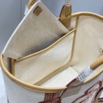 steeple 28 bag in off white mix brown canvas and calfskin