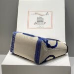 steeple 28 bag in off white mix blue canvas and black calfskin