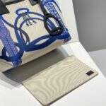 steeple 28 bag in off white mix blue canvas and black calfskin