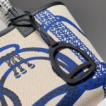 steeple 28 bag in off white mix blue canvas and black calfskin