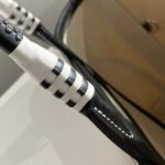 steeple 28 bag in off white mix blue canvas and black calfskin