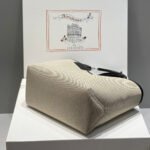 steeple 28 bag in off white h canvas and black swift calfskin