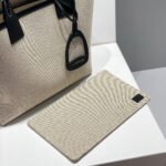 steeple 28 bag in off white h canvas and black swift calfskin