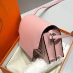 hm roulis 18 mini bag in baby pink calfskin silver tone hardware