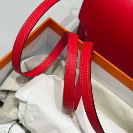 hm roulis 18 mini bag in cardinal red calfskin gold tone hardware
