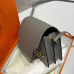 hm roulis 18 mini bag in dark grey calfskin gold tone hardware