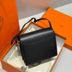 hm roulis 18 mini bag in black calfskin gold tone hardware