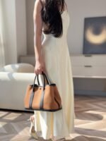 garden party 30cm in orange minimum toilets cotton canvas and black calfskin