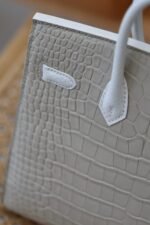 birkin faubourg touch 20 in pastel gray calfskin with silver hardware