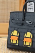birkin faubourg touch 20 in black calfskin with silver hardware