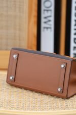 birkin faubourg touch 20 in chocolate mix bronze brown calfskin with silver hardware