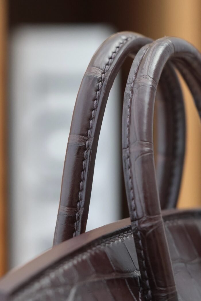 birkin faubourg touch 20 in chocolate mix bronze brown calfskin with silver hardware