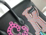 birkin 25 bag in black calfskin with colorful sticker