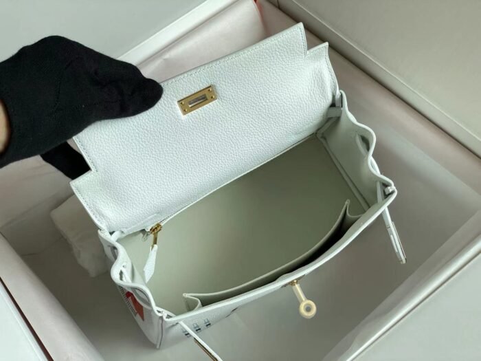 birkin 25 bag in white calfskin with colorful sticker