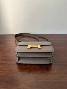constance 18 etoupe epsom gold hardware