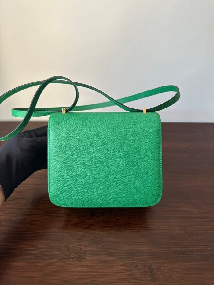 constance 18 green epsom gold hardware