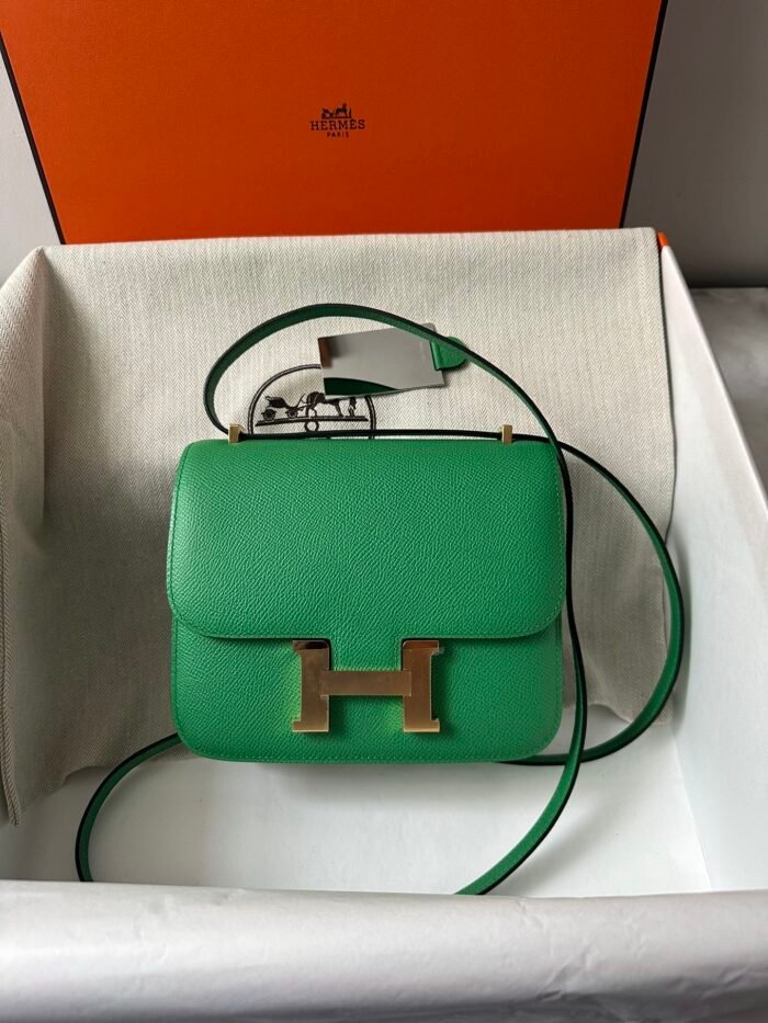 constance 18 green epsom gold hardware
